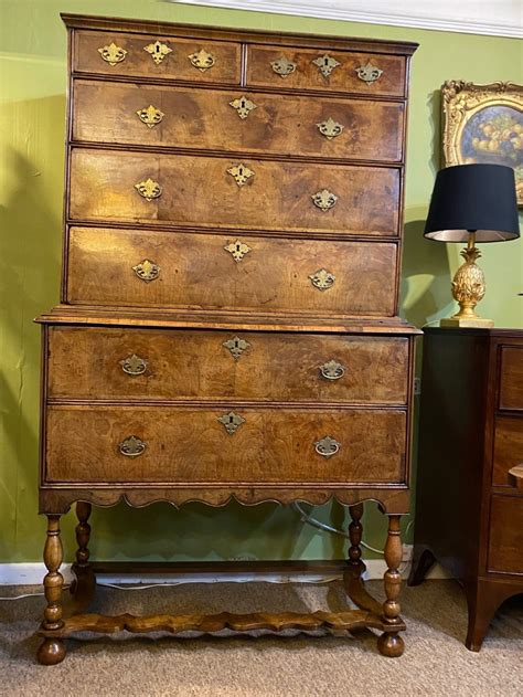 Queen Anne Walnut Chest On Stand Circa