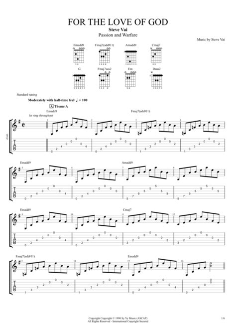 For The Love Of God Tab By Steve Vai Guitar Pro Full Score Mysongbook