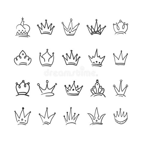 Hand Drawn Crown Vector Collection Doodle Crowns Vector Illustration