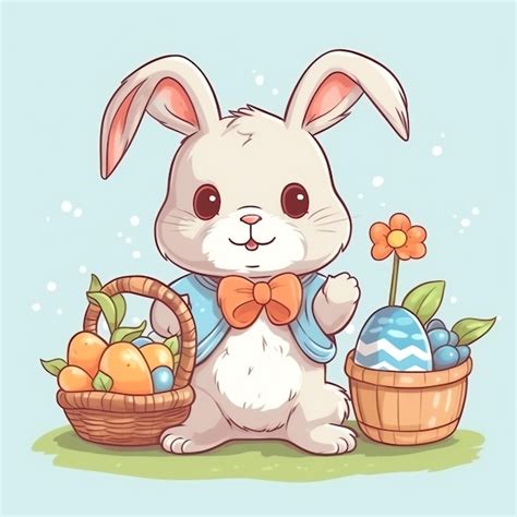 D A De Pascua Con Un Lindo Conejito Feliz De Dibujos Animados