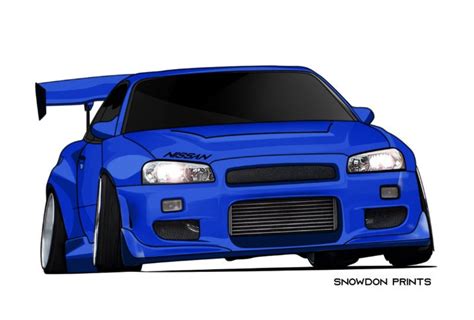 Nissan Skyline GTR R34 in Blue Digital Art JPG Print File - Etsy