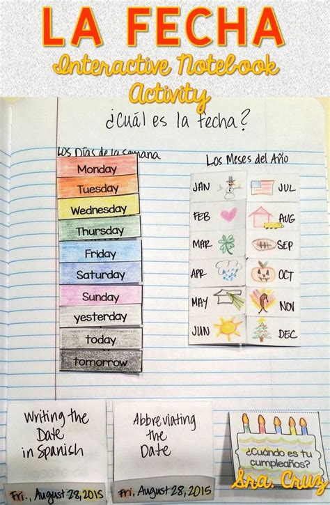 Spanish Interactive Notebook Activity La Fecha Spanish Interactive