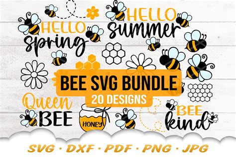 Bee Svg Bundle Bee Svg Honeycomb Svg Bee Png Honey Bee Etsy Uk