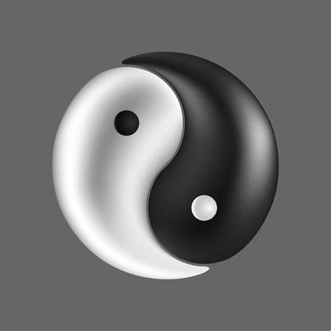 Símbolo realista de Taijitu Preto e branco yin yang Vetor Premium in