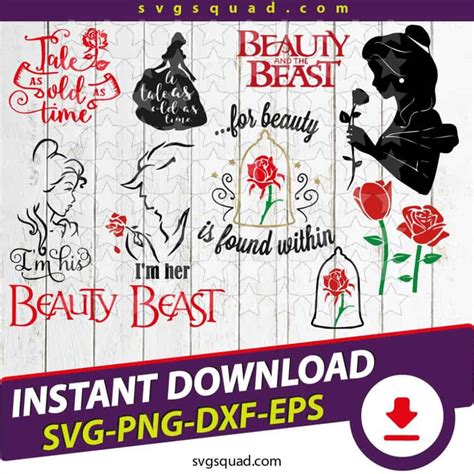 Beauty And The Beast Svg Bundle Rose Disney Svg Belle Svg Beast Svg