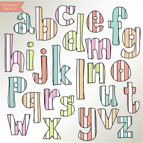 Yellow Pink Blue Green Colorful Ink Alphabet Letters Hand Drawn Stock