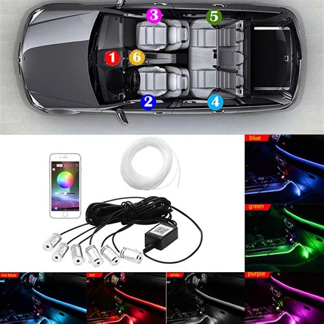 Tira De Luces LED RGB Para Coche Luz De Ne N Interior 6 En 1 Aplicaci