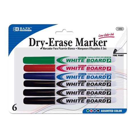 Assorted Color Fine Tip Dry-Erase Marker (6/Pack) - The CEO Creative