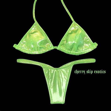 Holographic Thong Bikini Etsy