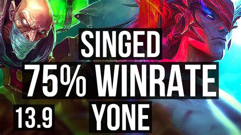 SINGED Vs YONE MID 12 0 18 75 Winrate Legendary KR Master 13