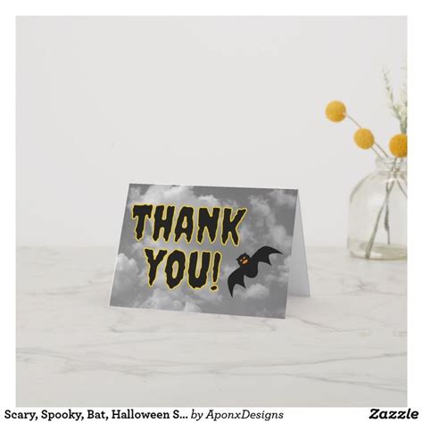 Scary Spooky Bat Halloween Style Thank You” Thank You Card