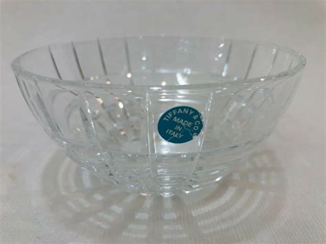 Tiffany And Co Band Plaid Pattern Italian Crystal Small Bowl 4 12 D X