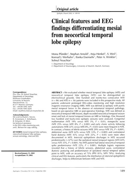 (PDF) Clinical features and EEG findings differentiating mesial from ...