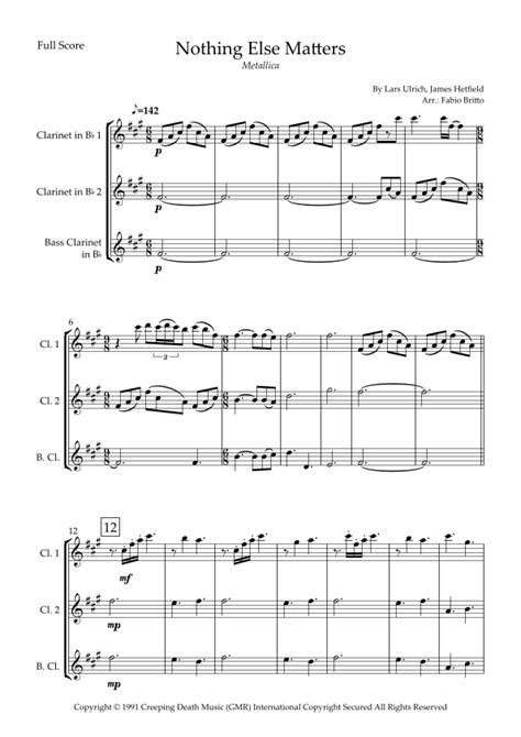 Nothing Else Matters Arr Fabio Britto By Metallica Sheet Music For