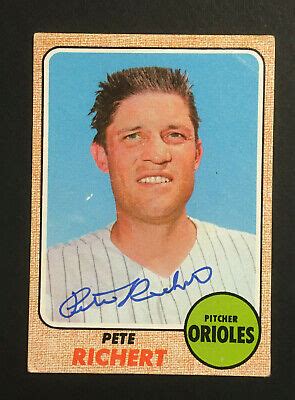 Pete Richert Orioles Signed 1968 Topps Baseball Card 354 Auto