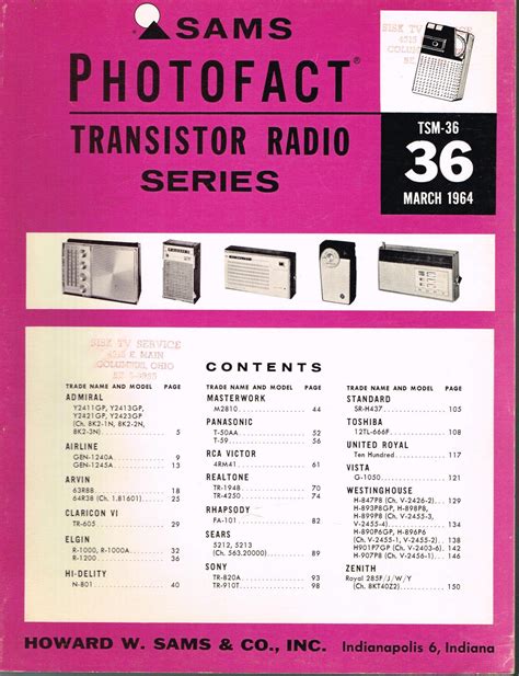 Sams Photofact Transistor Radio Series TSM 36 March 1964 VOL 36 By