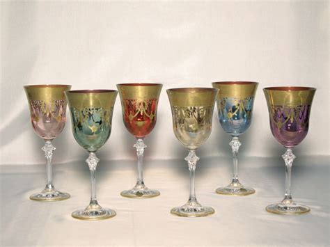 Venetian Medici Collection Water Goblets Set Of 6 World Art Glass Murano Glass Ts Co