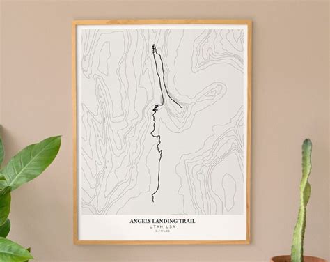 Angels Landing Trail Topographic Map Printable Angels Landing - Etsy