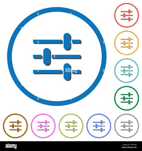 Adjustment Flat Color Vector Icons With Shadows In Round Outlines On