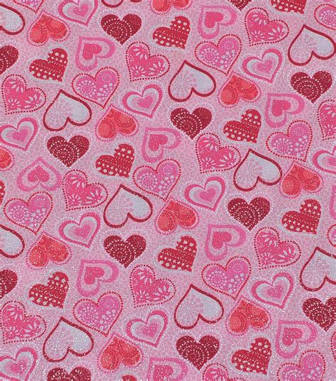 Valentines Day Cotton Fabric Patterned Hearts Glitter Joann