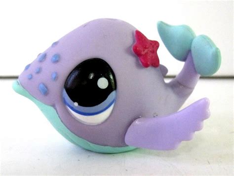 Littlest Pet Shop Lavender Whale Green Belly Figure Blue Eyes 644 Lps