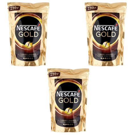 Кофе растворимый Nescafe Gold, пакет, 190 г, 3 шт - купить с доставкой ...