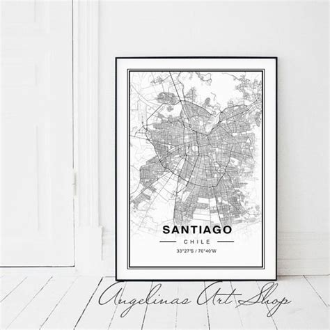 Santiago Map Santiago Chile Map Santiago De Chile Map | Etsy