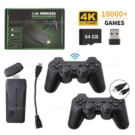 Videogame Stick 4K 64gb 2 Controles Sem Fio Console Portatil Jogos