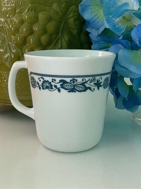 Vintage Corning Corelle Old Town Blue Coffee Cup Mug Milk Glass Etsy