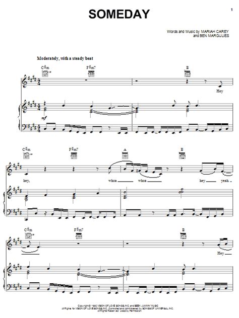 Mariah Carey Someday Sheet Music And Chords Printable Piano Vocal And Guitar Pdf Notes