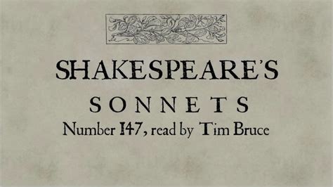 Sonnet By William Shakespeare Read By Tim Bruce Youtube