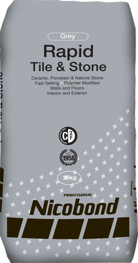 Nicobond Rapid Tile And Stone Adhesive Grey 20kg Nandc Tiles And Bathrooms