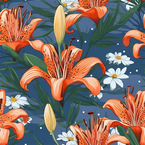 Premium AI Image | a wallpaper with orange lilies and white flowers