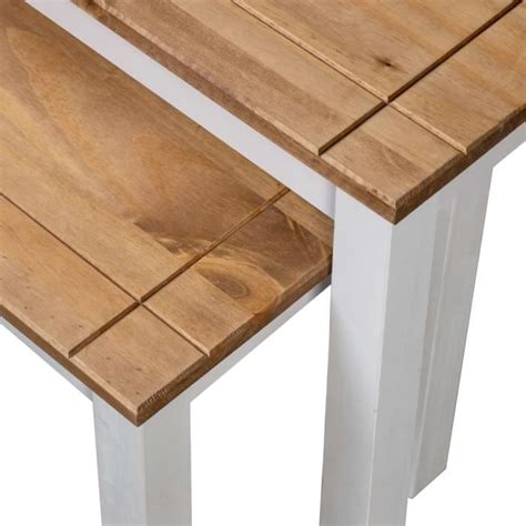 Abb Tables Gigognes Pcs Blanc Bois Pin Massif Assortiment Panama