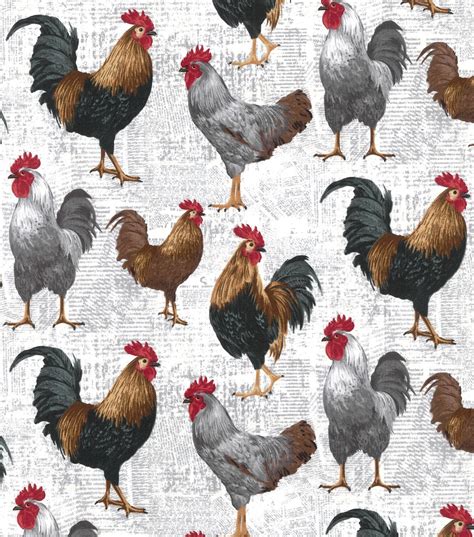 Novelty Cotton Fabric-Farm Chickens on Newspaper | JOANN