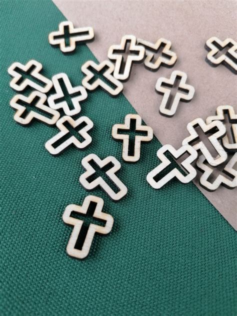 50 Tiny Wooden Crosses Cutouts Little Hollow Birch Plywood Blank