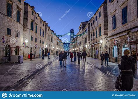 Stradun Street At Night In The City Of Dubrovnik Croatia Editorial