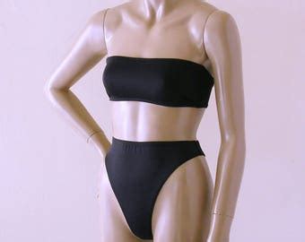 S S High Leg Thong Bikini Bottom And Strapless Bandeau Top Etsy