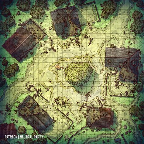 Ruined Village Center Battlemap Dungeonsanddragons