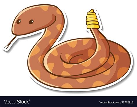 Sticker Design With Cute Rattlesnake Isolated Vector Image On