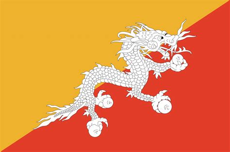 Flag of Bhutan image and meaning Bhutanese flag - Country flags