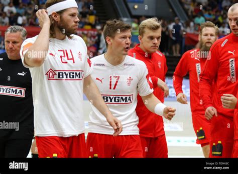 KYIV, UKRAINE - JUNE 12, 2019: Players of Denmark National handball ...