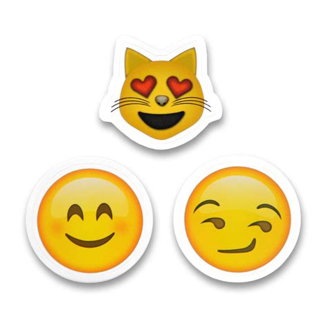 2" Emoji Stickers (Cat Emoji / Smiling Eyes Emoji / Smirk Emoji)