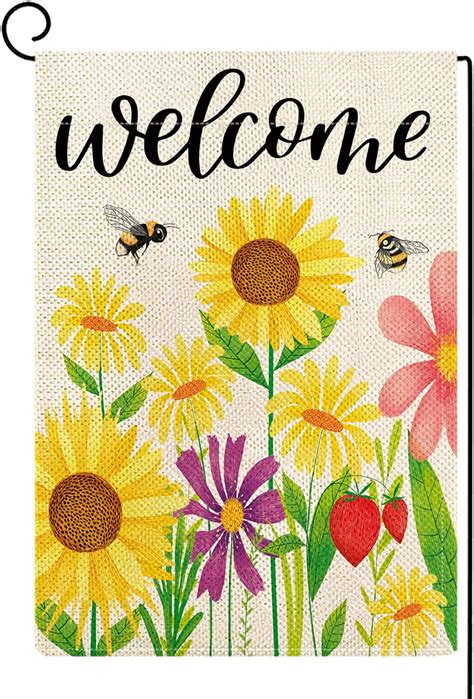 Amazon Ortigia Spring Summer Garden Flag Floral X Inch Burlap