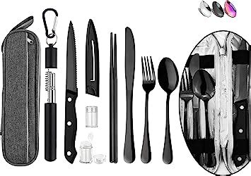 Amazon Hommaly Portable Travel Reusable Utensils Silverware With