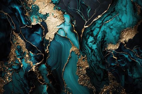 Premium Photo | Teal blue and gold marble background Luxury marble ...