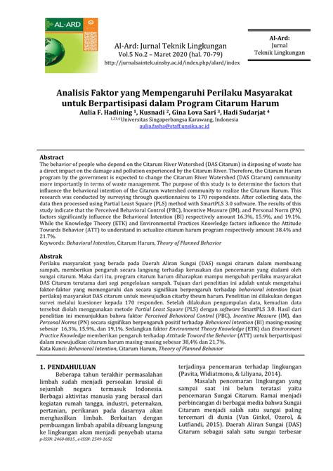 PDF Analisis Faktor Yang Mempengaruhi Perilaku Masyarakat Untuk