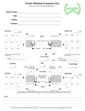 Kart Chassis Setup Sheet