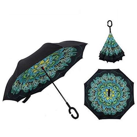 Parapluie Inversé avec Mains Libres Poignée en Forme C Double Couche