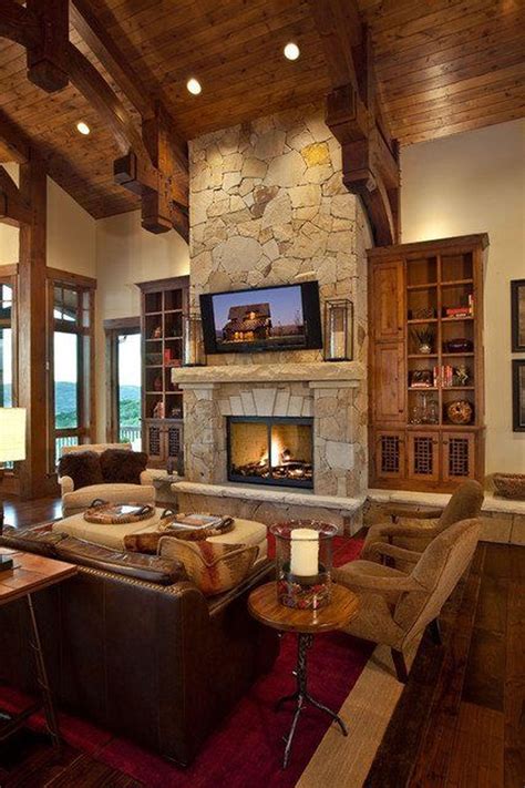 36 Stunning Lodge Living Room Decor Ideas - HMDCRTN